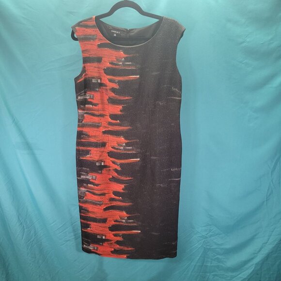 Lafayette 148 New York Sleeveless Dress Size 10 Black & Red Abstract Pattern - Picture 1 of 7